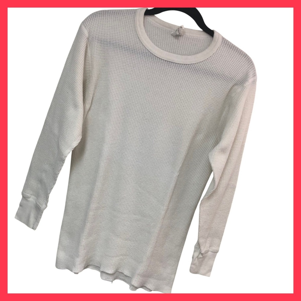 Vintage J.E. Morgan White Waffle Knit Thermal Top USA Mens L NWOT Gorpcore Layer
